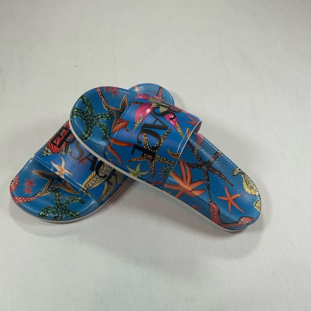 Versace Blue 'Trésor De La Mer' Slides NWOT